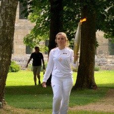 La flamme olympique à l'Abbaye le 18 juillet 2024