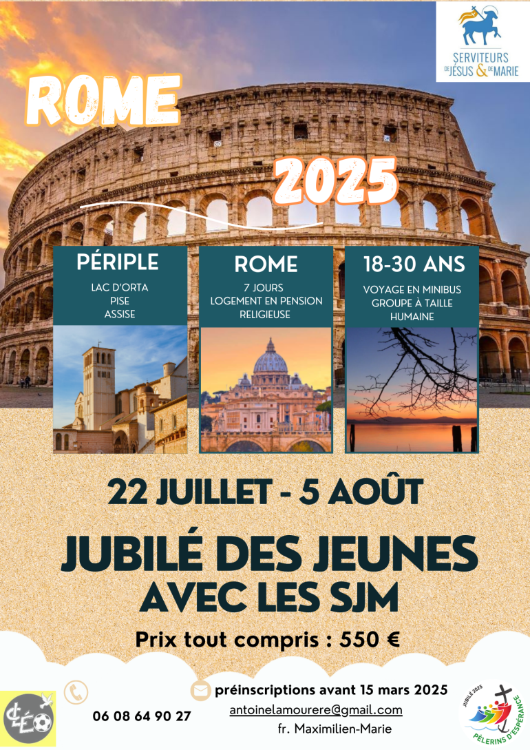 Tract du ubilé des Jeunes avec les SJM - Du 22 juillet au 5 aout 2025